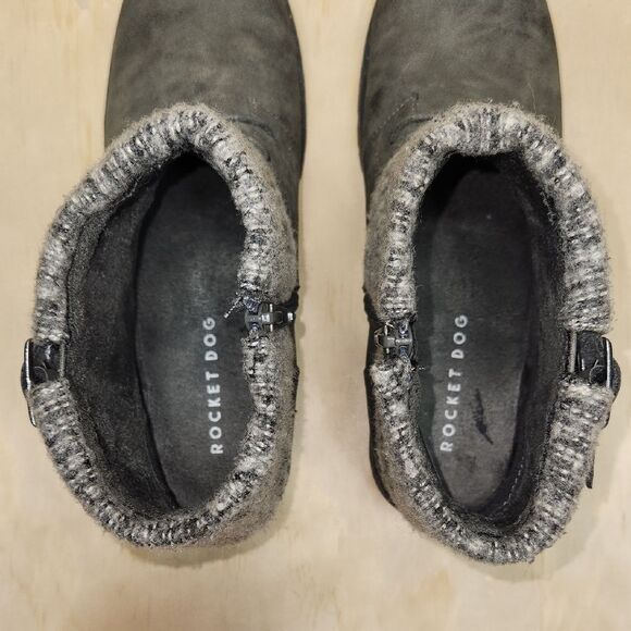 Rocket Dog Gray Fold-Over Combat Boots Moto Ankle Women 8.5 Shoe Buckle Babster - Picture 6 of 14